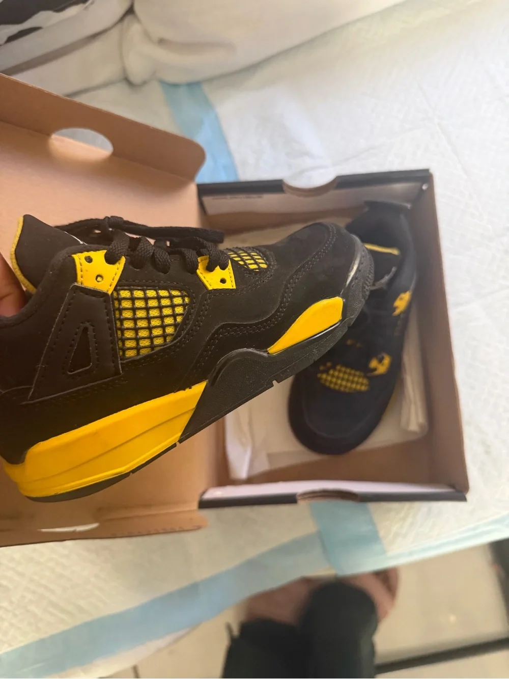 Jordan Kids Black and Yellow Basketball Sneakers